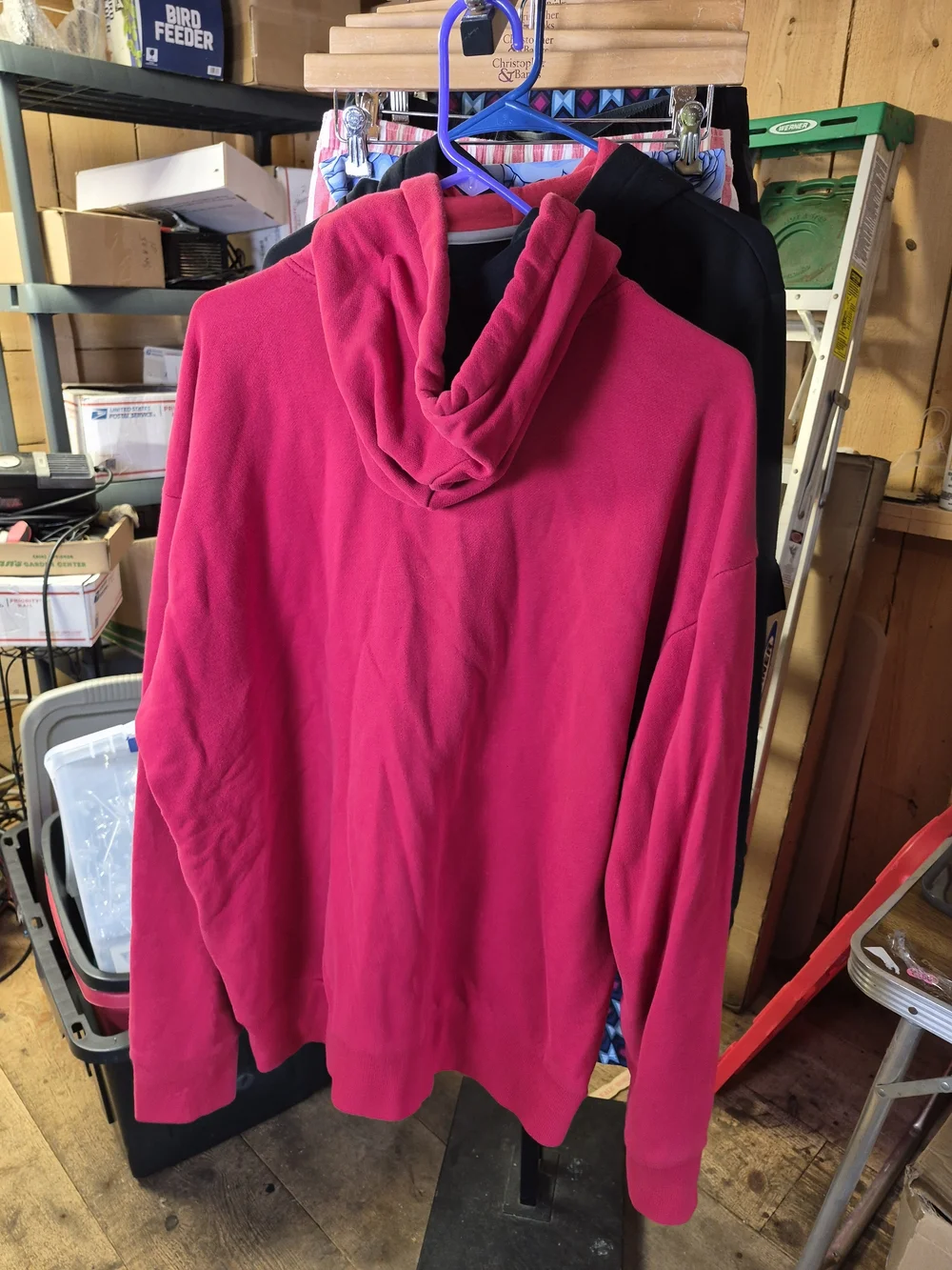 Hollister Men’s Hot Pink Hooded Sweatshirt with White Drawstrings Bin 53